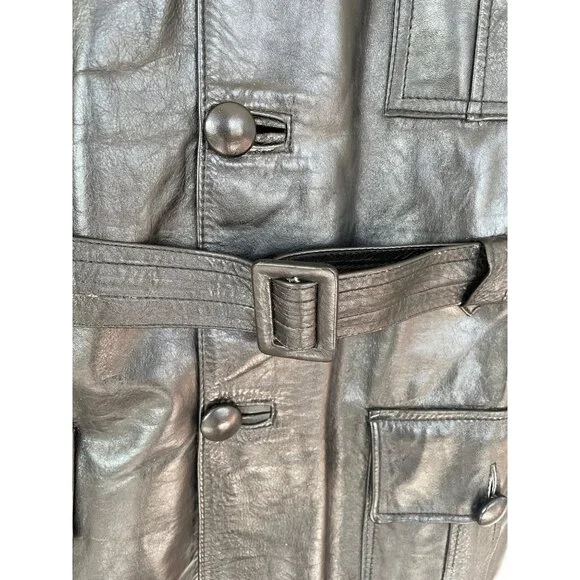Vintage 1970s Lomeli Of California Leather Jacket Belted Size 42 Mens Black - Picture 4 of 16